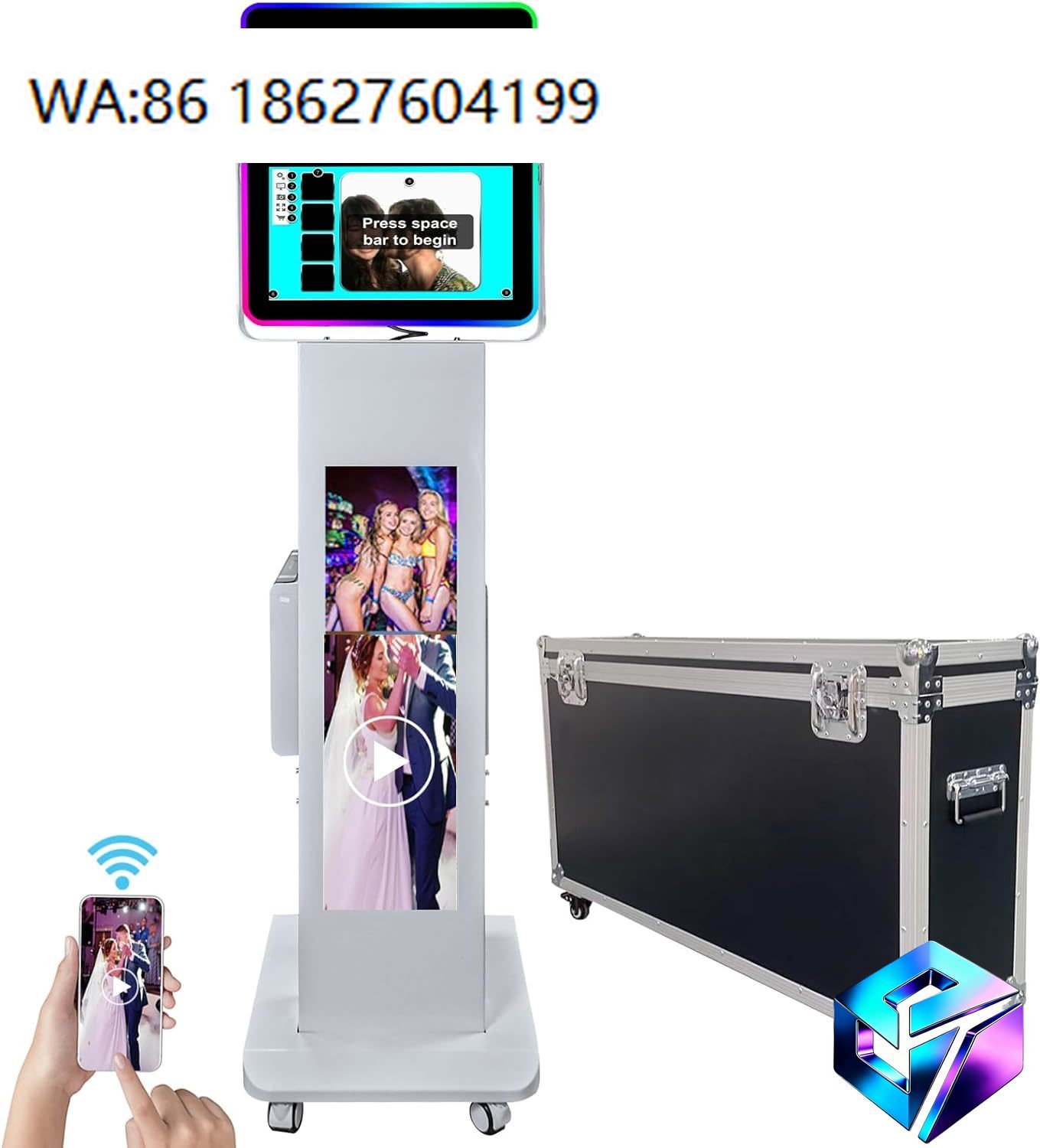 Photo Booth Machine - Draagbare LCD-scherm DSLR fotohokje kiosk metalen